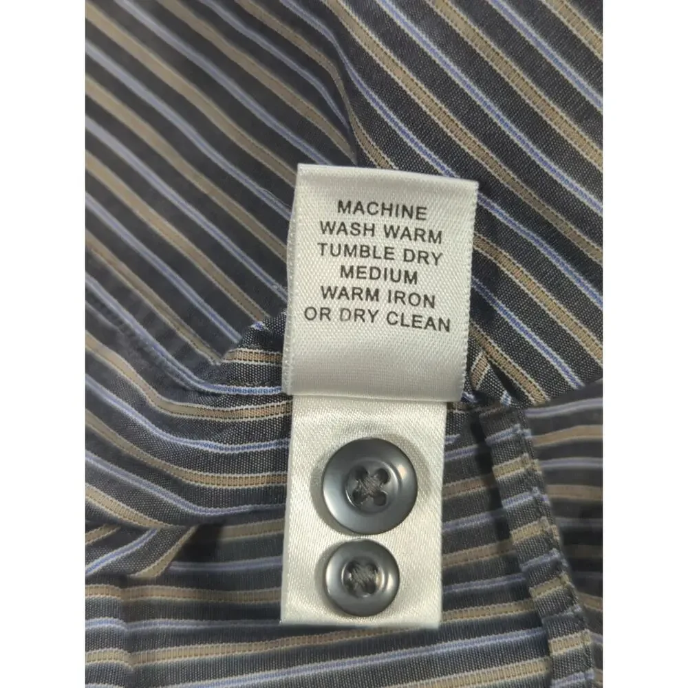 Banana Republic Shirt Mens L Slim Fit Striped French Cuff Italy Cotton Dress